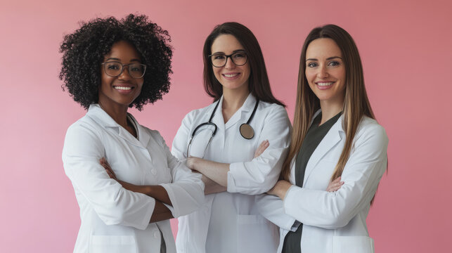 A group photo of three female doctors together