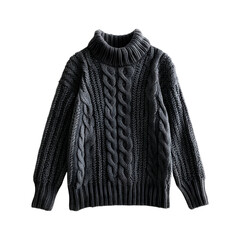 Cozy Oversized Knitted Sweater in Charcoal Gray Isolated on Transparent Background