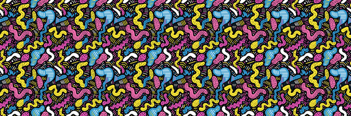 Seamless pattern with geometric shapes in the style. Multicolored vintage background with triangles, circles and squares for textile, fabric and Sudanese fabric art.