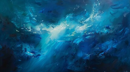 Obraz premium Serene Depths: A Captivating Underwater World Illuminated by Intriguing Light Patterns