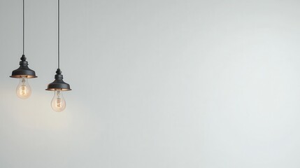 Two hanging light bulbs illuminating a modern interior ceiling design in a contemporary setting