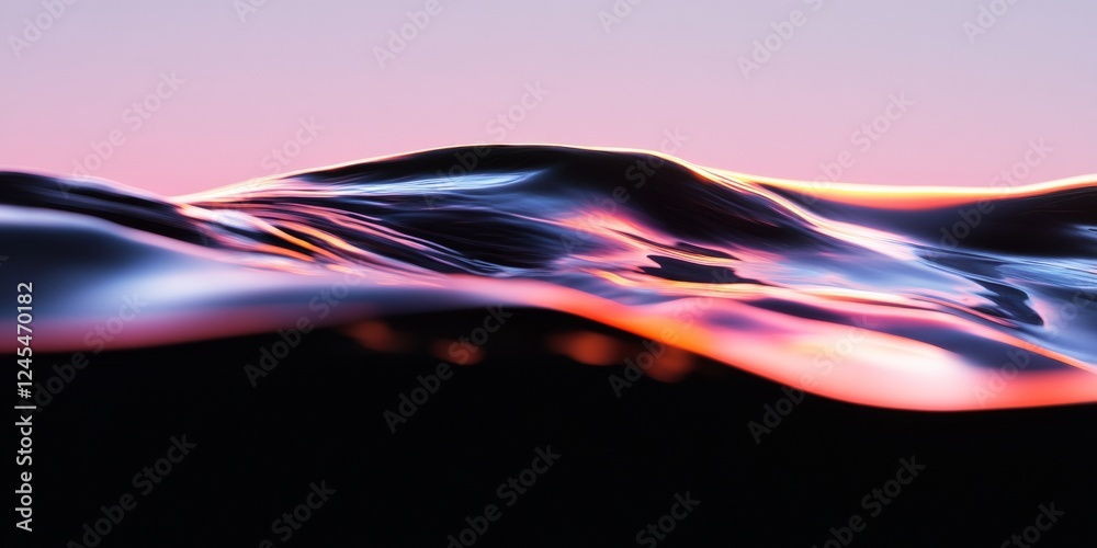 Aufkleber fluid digital aesthetic gradient liquid waves in pastel metallic textures - innovative design conten