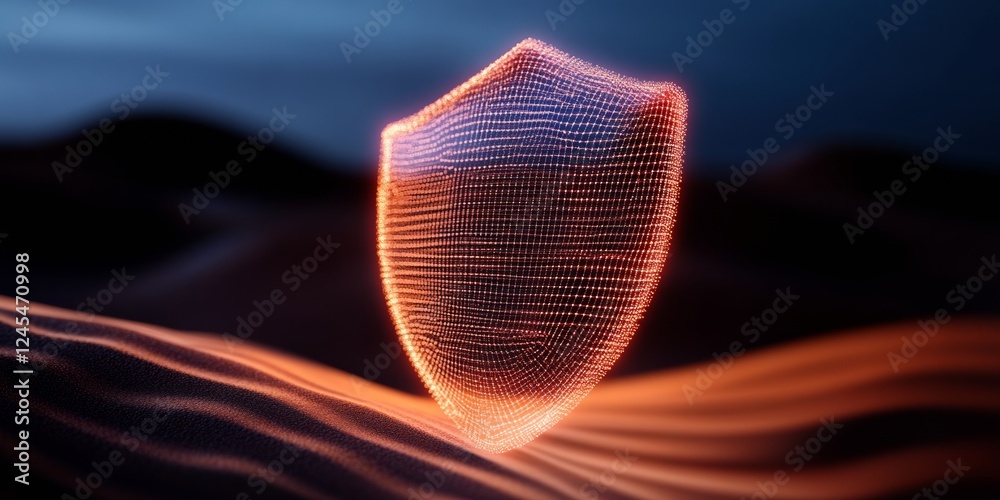 Fototapete cybersecurity mesh illuminated digital shield on dynamic circuit - data protection visuals for moder