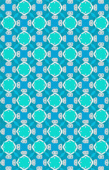 Detailed Blue and White Geometric Pattern on a Light Blue Background
