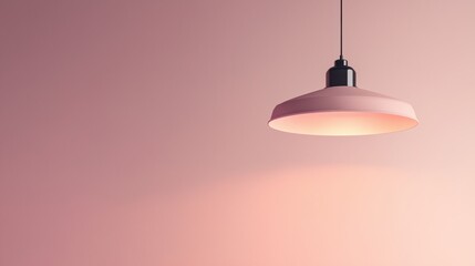Pink lamp hanging from a ceiling illuminating a room with soft light and creating a cozy atmosphere