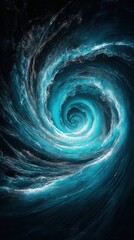 Swirling cosmic vortex in deep blue and teal with glowing energy effect