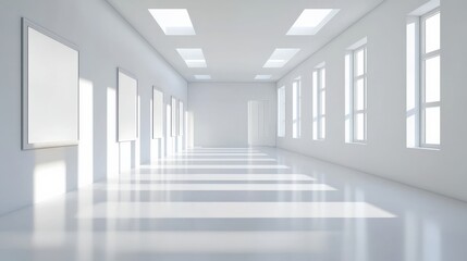 Minimalist apartment interior with blank frames as accents.