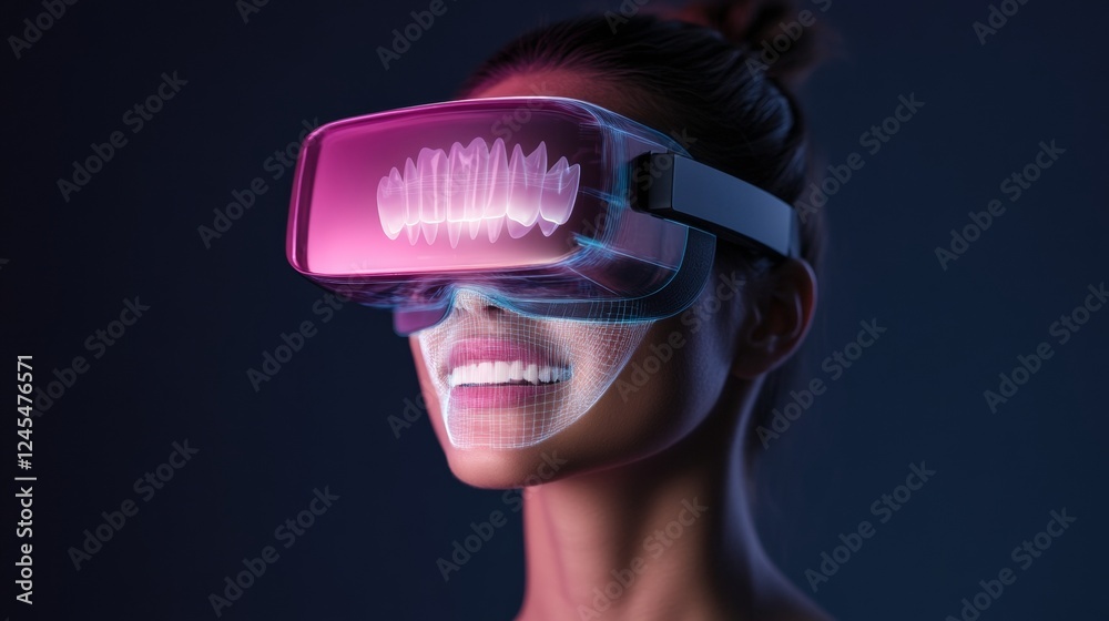Poster interactive oral care vr enhanced dental routine with holographic tutorial - cutting-edge tech for h