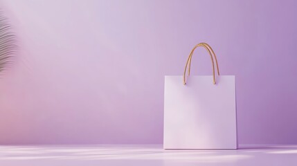 Minimalist shopping bag on a pastel background.
