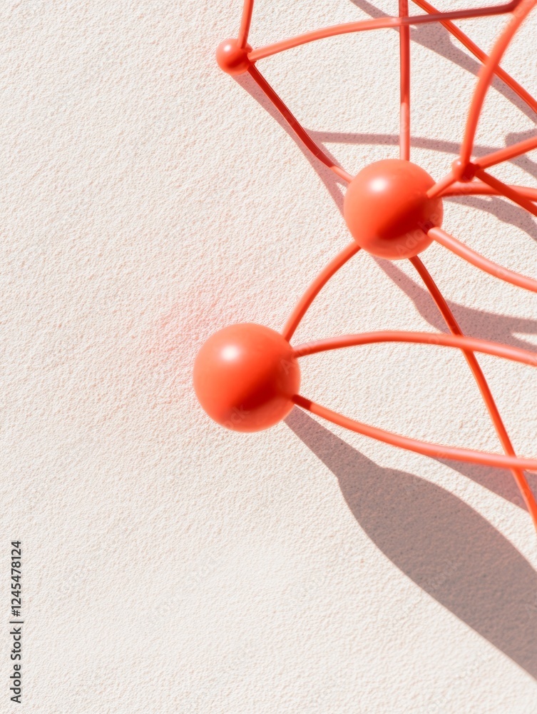 Poster Abstract Geometric Network Art in Pastel Concrete Innovative Node and Connection Design for Modern Tech Spaces and Trendy Digital Marketing Visuals