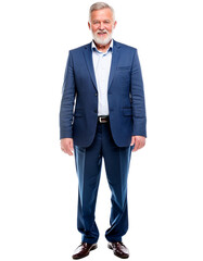 Portrait of only one Man. White Background.