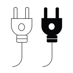 Electric plug vector icon on white background.