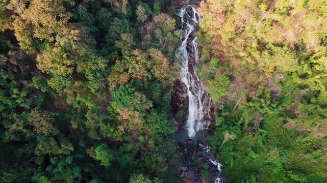 Mae Tia waterfall beauty of the streams flows gently waterfall in Orb Luang national park, Chom Thong, Chiang Mai, Thailand.