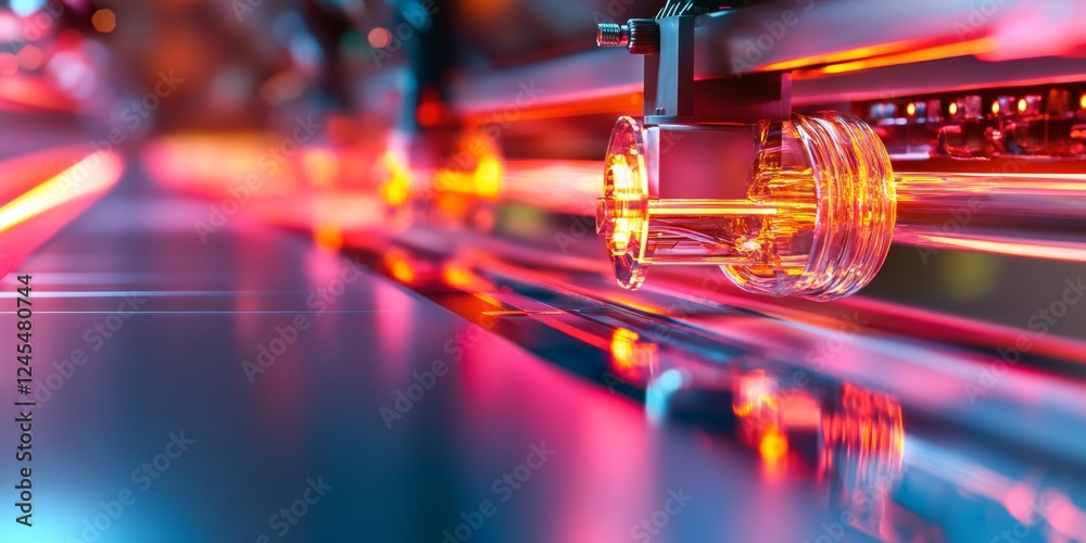 Leinwandbilder Futuristic Research Data Hub Chromatic Glass Instruments on Metallic Surface - Cutting-Edge Analytical Solutions for Tech-Driven Scientific Advancement