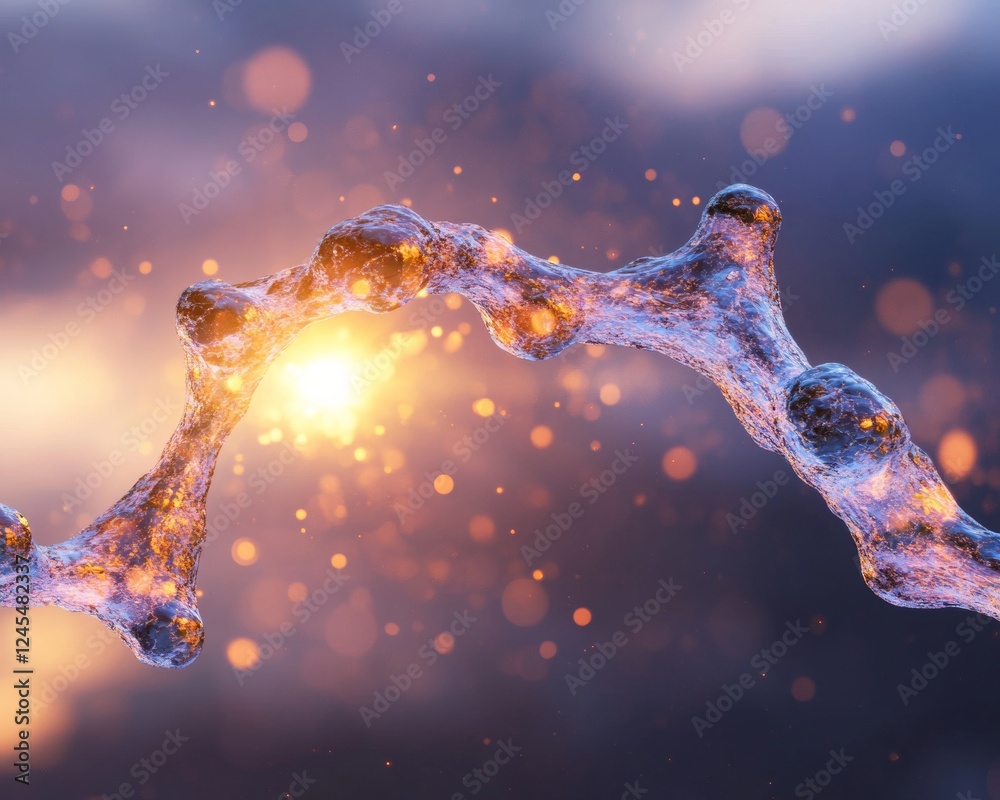 Aufkleber contemporary molecular structure visualization illuminated biotech graphics on darkscape - innovativ