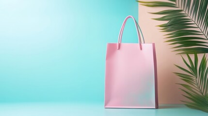 Chic pink shopping bag on vibrant background.