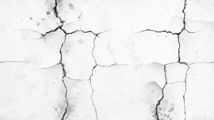 Obraz premium Cracks on a White Wall with Texture and Detail, Isolated Background for Use in Design and Illustration Projects