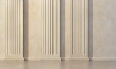 Fototapeta premium Elegant interior with tall columns and smooth floor in minimalist design
