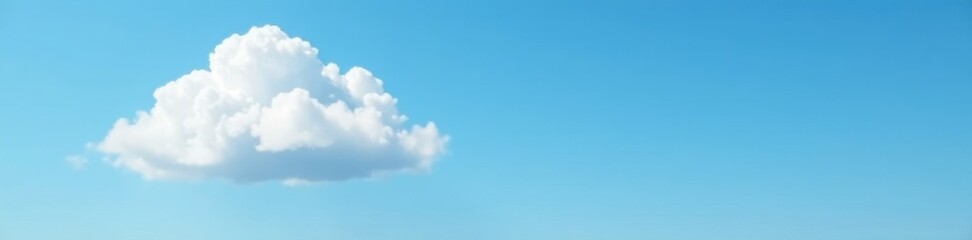 Obraz premium A textured white cloud floats in the foreground of a bright and clear blue sky, soft, blue sky