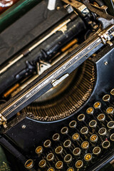 Vintage old aged black typewriter