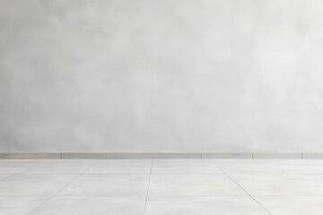 Fototapeta premium A spacious area featuring a light gray wall and a polished tiled floor