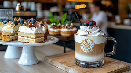  coffee shop with barista making latte art