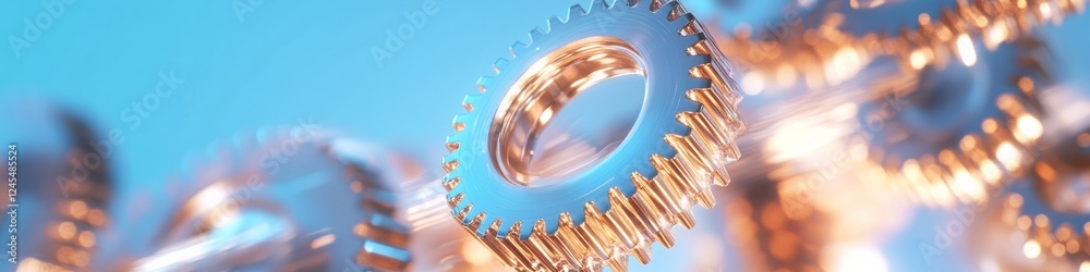 Leinwandbilder futuristic industrial aesthetic metallic gear interface with reflective surfaces - cutting-edge auto
