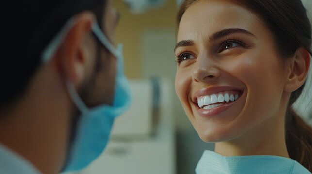Dentist doctor, dentistry professional, examining the teeth of a happy patient during a visit to the clinic. Dental care session, regular check up and treatments in maintaining oral health.