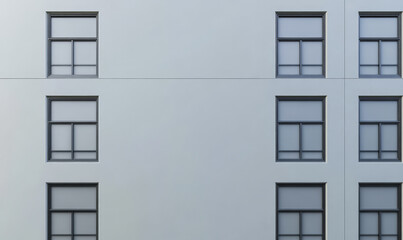 Modern building exterior featuring multiple windows in a uniform pattern
