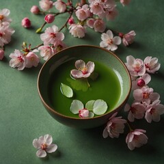 Leonardo_Kino_XL_Sakura_Petal_Floating_in_Matcha_Tea_A_closeu_0 