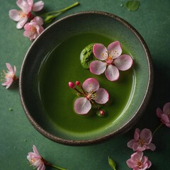 Leonardo_Kino_XL_Sakura_Petal_Floating_in_Matcha_Tea_A_closeu_0 