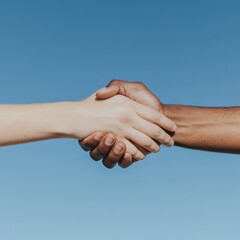 Inclusive Collaboration Visual Diverse Handshake Against Clear Sky - Nonprofit Campaigns and Social Unity Branding for Community Engagement