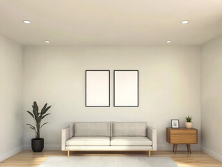 Minimalist living room design with neutral colors and modern furnishings