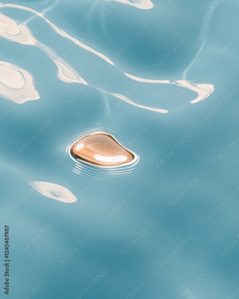 Aufkleber Modern Clean Water Dynamics Single Droplet Crown Splash on Textured Surface Liquid Visualization for Tech Innovation and Marketing Strategies