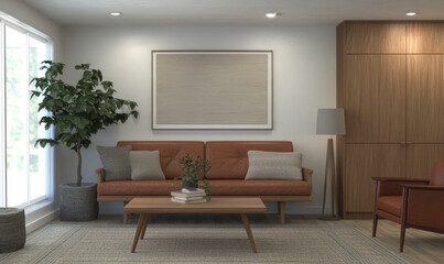 Fototapeta premium Modern living room interior with minimalistic design and comfortable furnishings