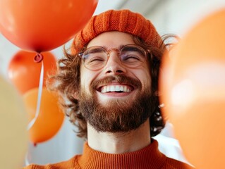 Vibrant Workplace Vibes Diverse Team Sharing Laughter Among Bright Balloons and Sticky Notes - Enhancing Corporate Wellness and Creative Office Culture