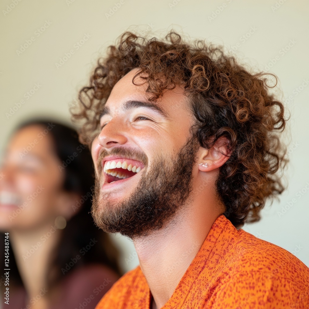 Poster modern office vibes candid snapshot of laughing young professionals in vibrant attire - enhancing te