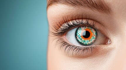 Fototapeta premium Surreal and captivating digital showcasing the intricate details and vibrant colors of a human eye inviting viewers to explore the depths of perception consciousness and the mysteries of the mind