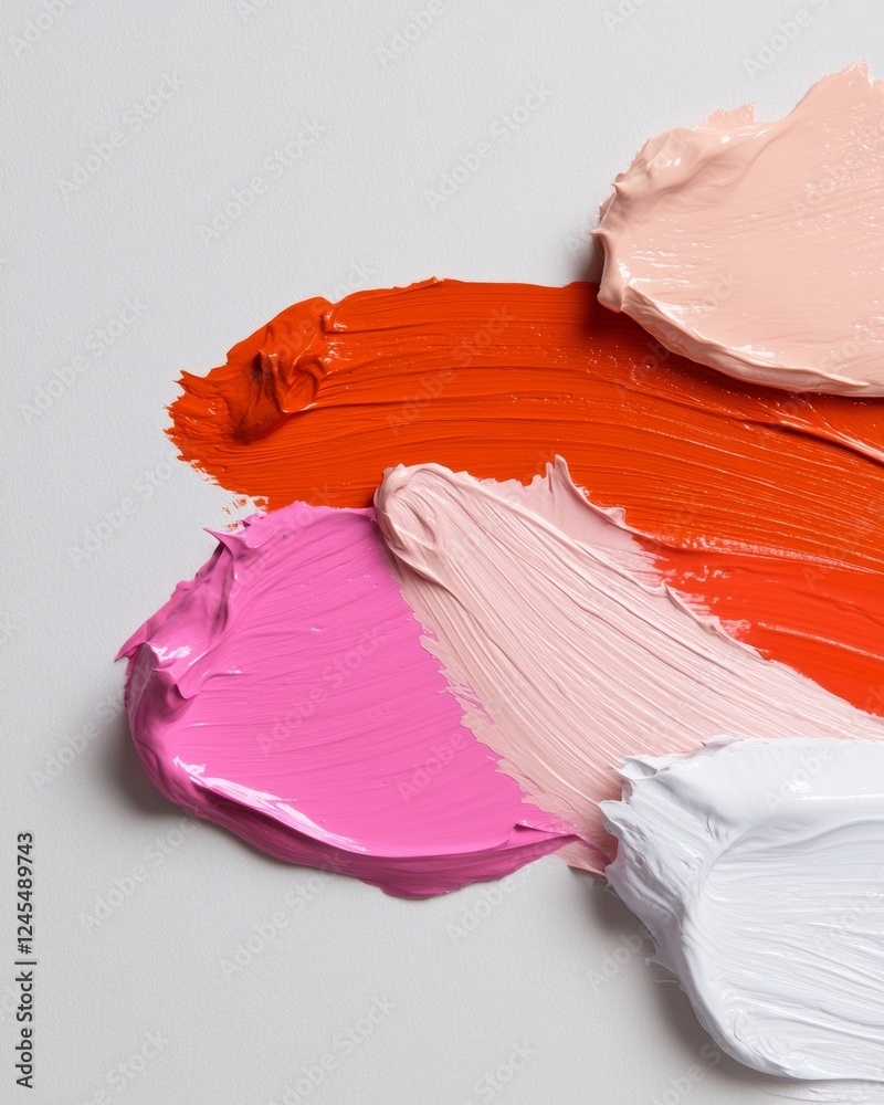 Poster vibrant color palette bold strokes of abstract paint on canvas - modern art content and creative off