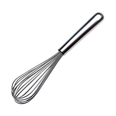 Sleek Stainless Steel Whisk with Polished Wires Isolated on Transparent Background