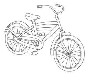 contour line of a bicycle with a frame.  Bicycle icon vector.