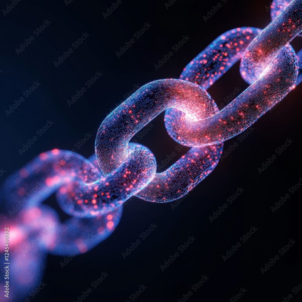 Aufkleber Cutting-Edge Digital Blockchain Visualization Neon Circuit Chain Links with Quantum Encryption - Advanced Security Display for Fintech and Data Protection Innovation