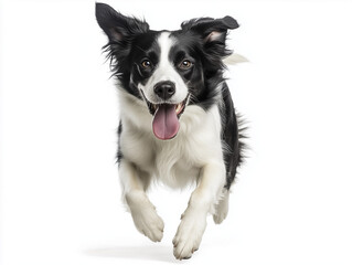  Border Collie Running on White Background