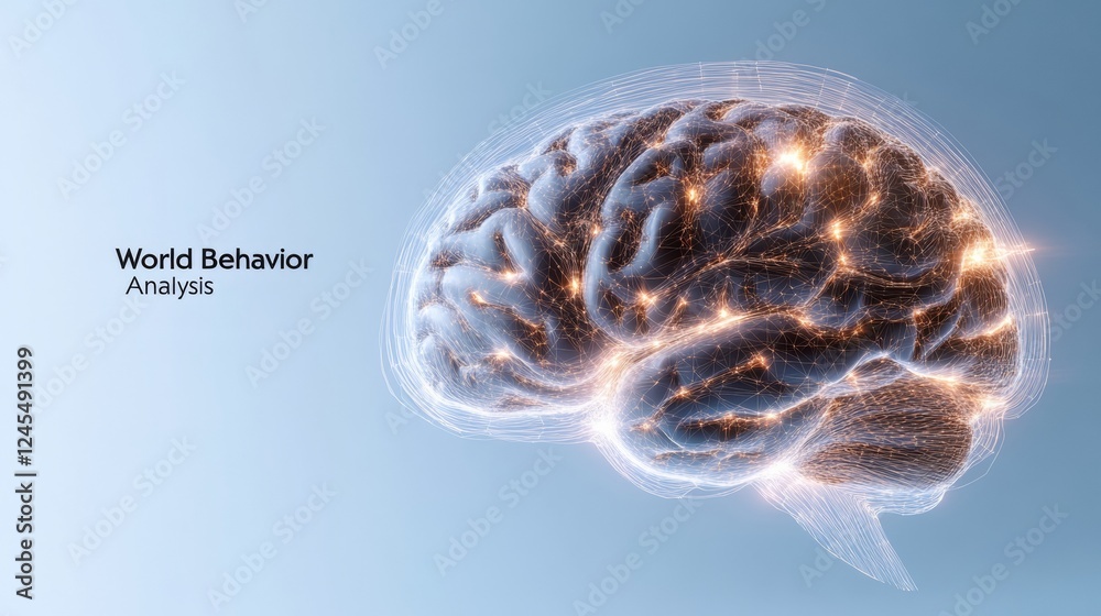Aufkleber Neural Network Visualization Digital Brain with Neural Pathways on Gradient - Innovative AI Research and Cognitive Analytics for Modern Business Solutions
