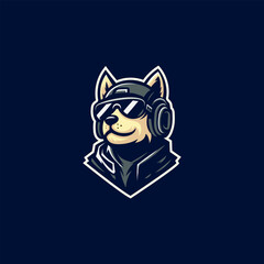 mascot of funny dog wearing a glass