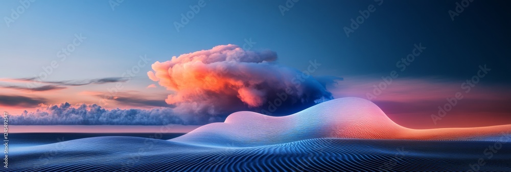 Poster Dynamic Data Visualization Abstract Digital Surface with Fluid Waveform and Vibrant Colors - Business Intelligence and Data Science, Enhancing Analytics in Tech-Driven Workspaces