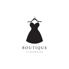 Boutique fashion logo. Mannequin dress and handbag on pink background.Women's clothing logo with hanger, luxury clothes.Logo for business,boutique,fashion shop,model,shopping and beauty.