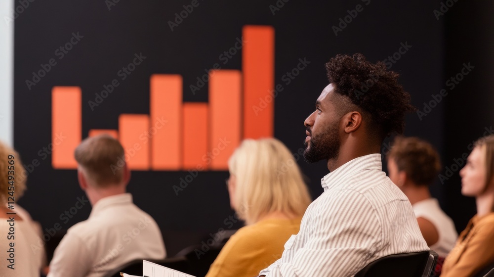 Leinwandbilder Contemporary Business Presentation Diverse Audience Engages with Interactive Data Analytics on Screen - Modern Insights and Decision-Making Tools for Corporate Growth