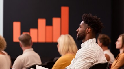 Contemporary Business Presentation Diverse Audience Engages with Interactive Data Analytics on Screen - Modern Insights and Decision-Making Tools for Corporate Growth