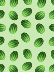 Watermelon seamless pattern, green background. Light and dark green stripes of watermelon texture. illustration